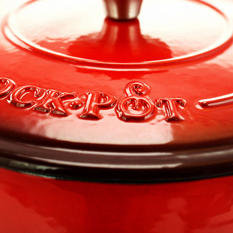 Crock-pot Artisan 3 Quart Enameled Cast Iron Casserole with Lid in Gradient Red