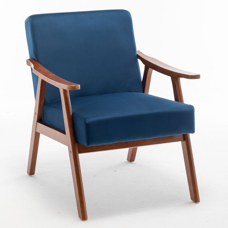 Mid-Century Modern Velvet Accent Chair with Solid Wood Frame, Wingback Lounge Chair for Living Room image number 0