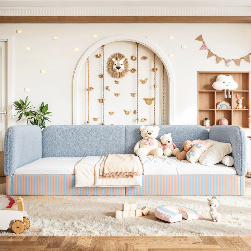 Vosang Teddy Boucl&eacute; Upholstered Kids Daybed Frame image number 2