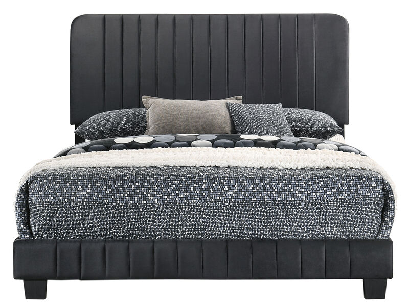 Lodi Velvet Upholstered Channel Tufted Queen Panel Bed