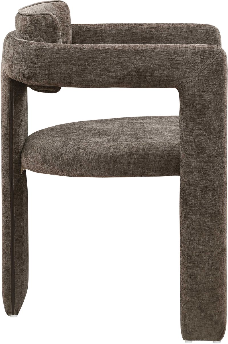 Meridian Furniture Brenda Brown Chenille Fabric Dining Chair, Set of 2