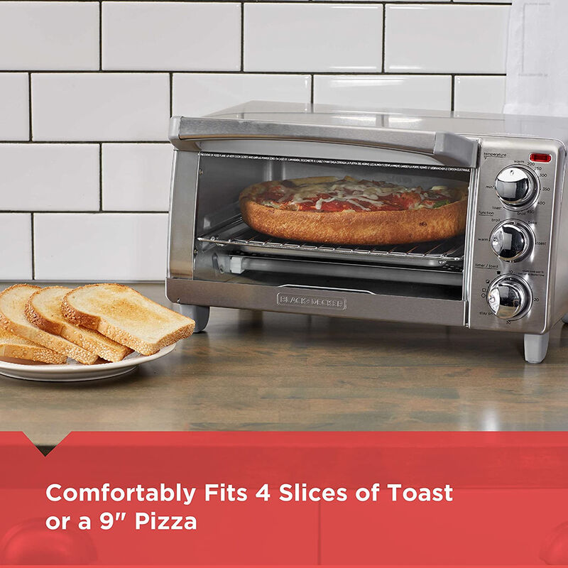 Black and Decker Natural Convection 4 Slice Toaster Oven in Stainless Steel image number 4