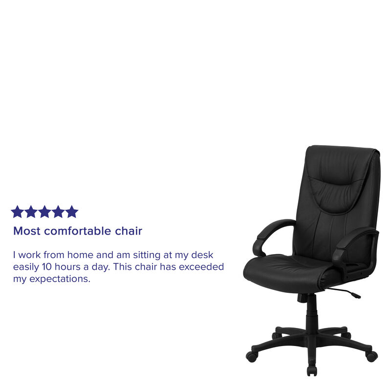 Hansel High Back Leather Executive Swivel Office Chair with Arms