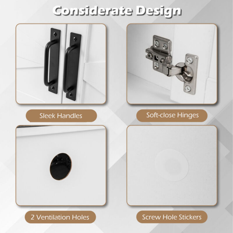 Shoe Bench with Cushion Farmhouse Shoe Rack Organizer with 2 Barn Doors