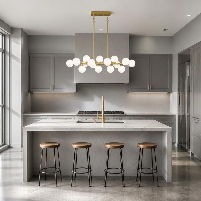 ELEMENT ACE 16-Light Modern Farmhouse Ceiling Pendant Hanging Light Fixture with Opal Glass Shade for Dining Room and Kitchen Island image number 2