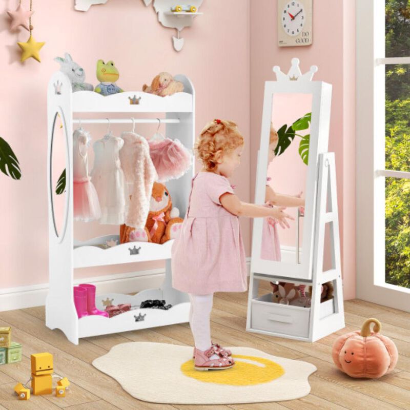 Free-Standing Full Length Kids Jewelry Armoire Cabinet with Storage Capacity