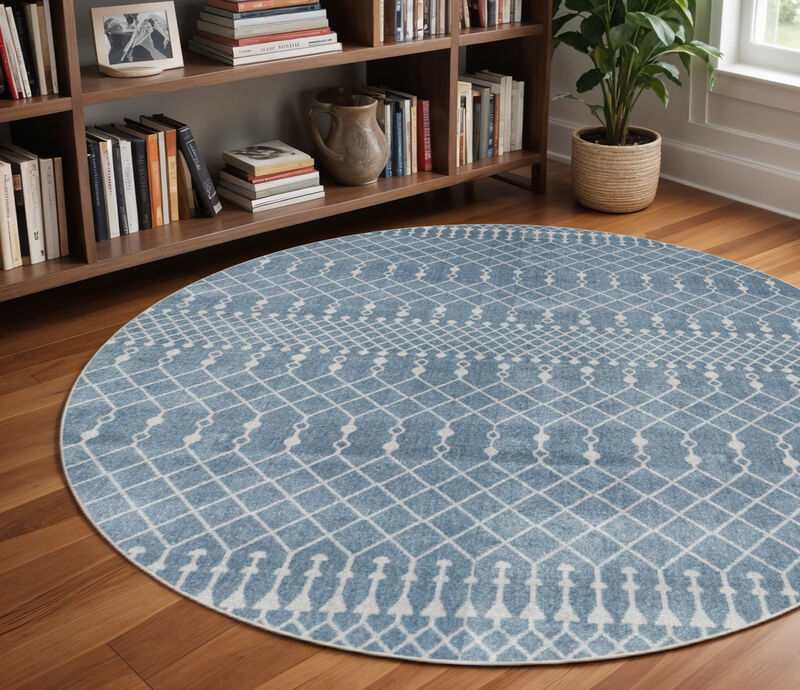 HomeRoots Geometric Power Loom Round Rug image number 1