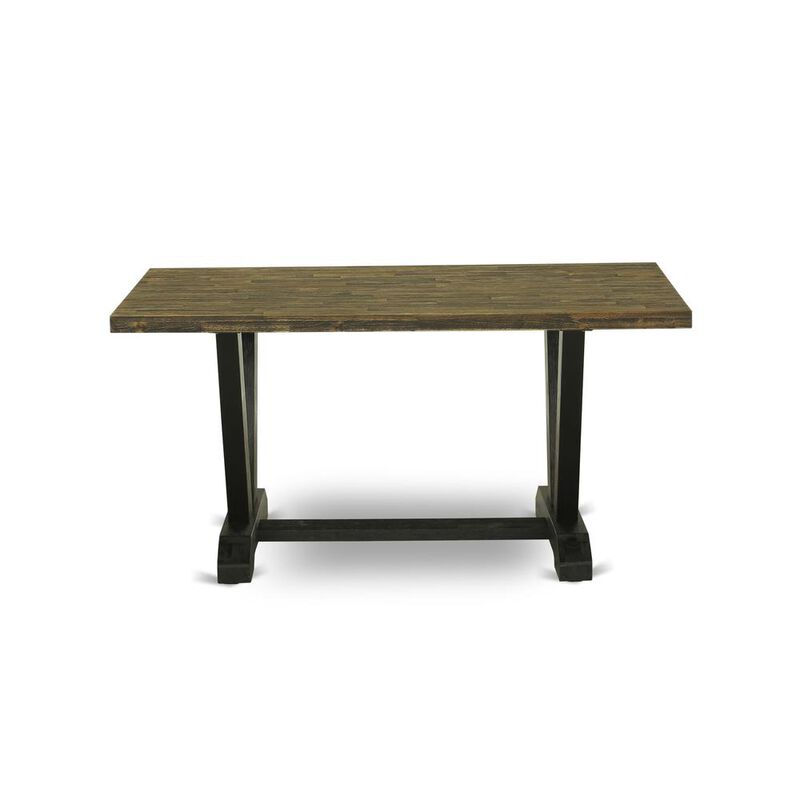 East West Furniture V-Style Modern Dining Rectangle Kitchen Table Top with Stylish Legs, 36x60 Inch