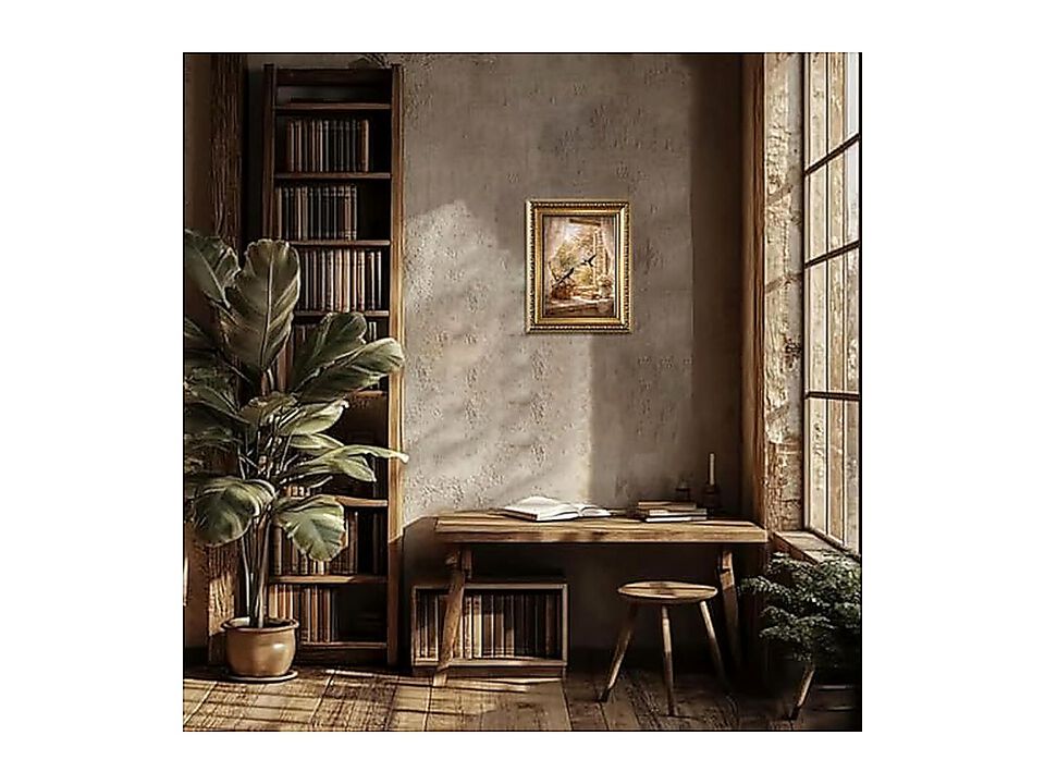 Gold Framed Wall Art Vintage Swallow Canvas Birds Window View Rustic Cottagecore