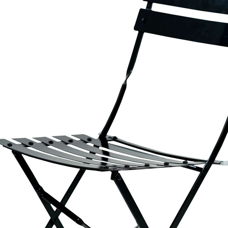HomeRoots Set of Two Black Aluminum Outdoor Folding Dining Chairs image number 3