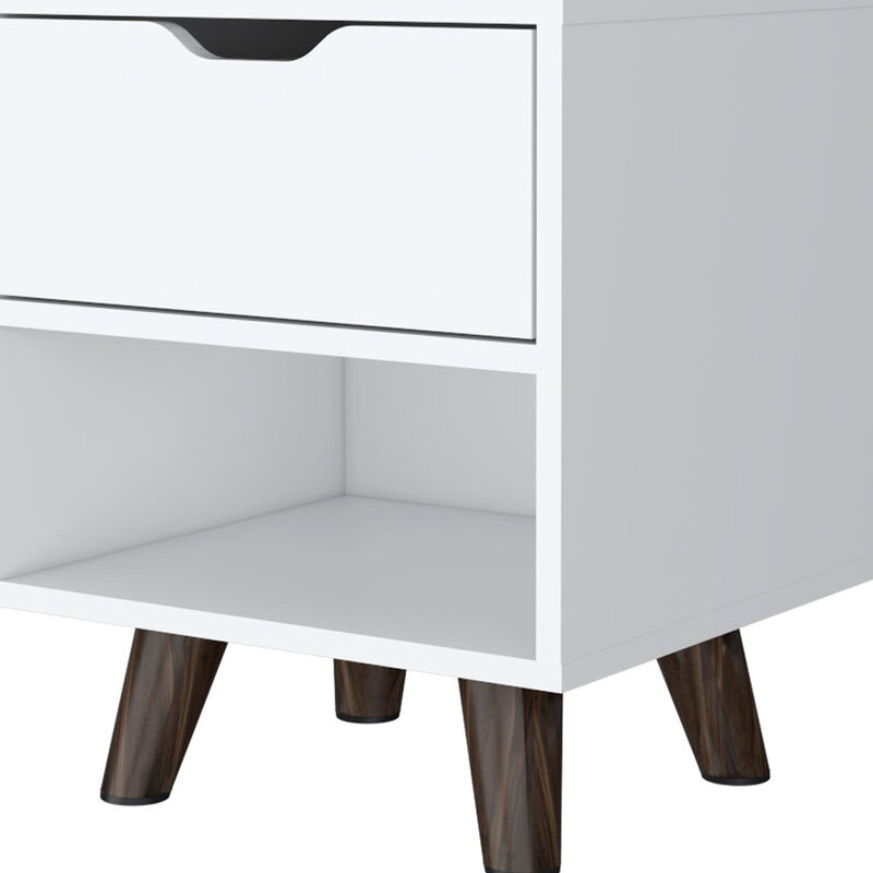 HomeRoots 19" White Wood One Drawer Nightstand image number 4