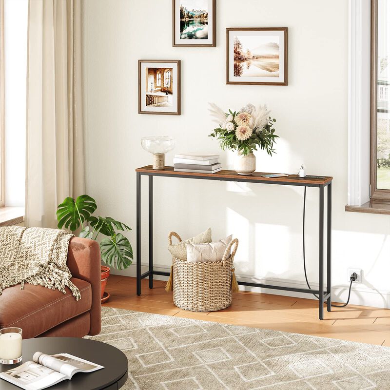 Slim Entryway Console Table with Power Outlets for Small Spaces image number 1