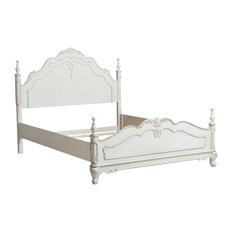 Prin 3 Pc Full Size Bedroom Set, Ornate Carvings, Antique White, Traditional image number 2