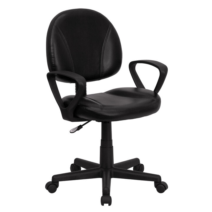 Ronald Mid-Back LeatherSoft Swivel Ergonomic Task Office Chair with Back Depth Adjustment and Arms