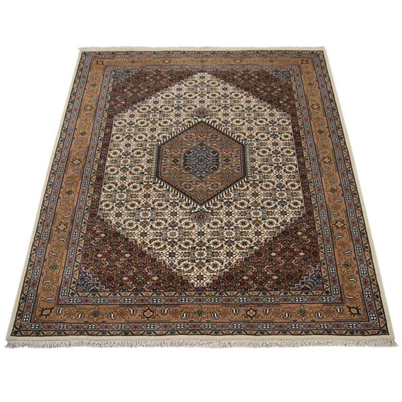 Rugsotic Carpets Hand Knotted Nir Wool 6'4''x9'7'' Area Rug Oriental Cream NR0107