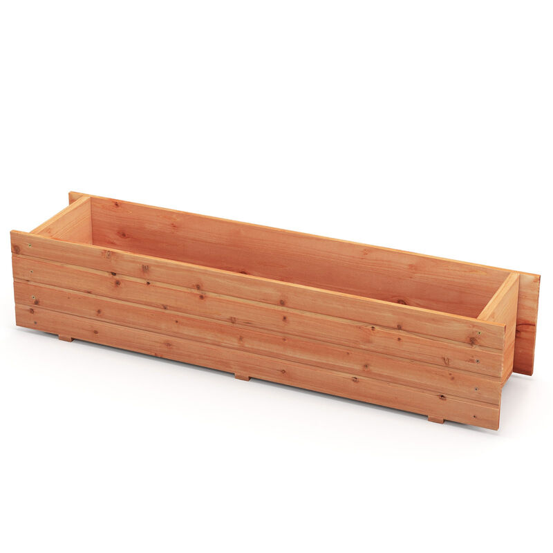 Fir Wood Planter Box with 2 Drainage Holes and 3 Added Bottom Crossbars-Orange