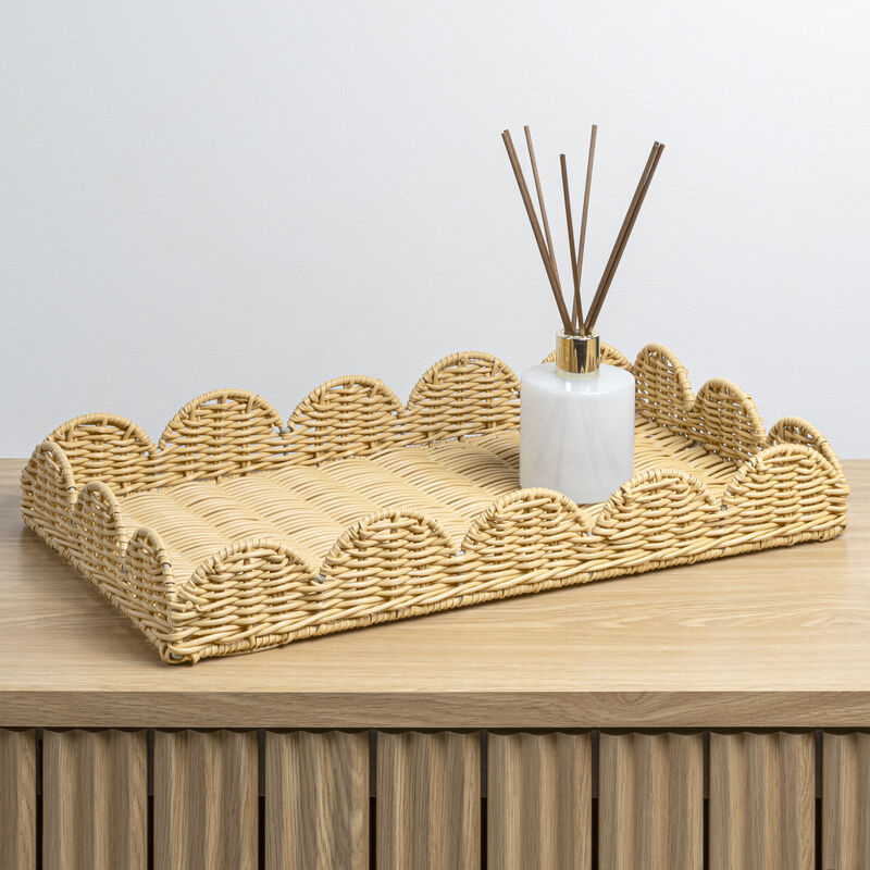 Parker Southwestern Cottage Resin Scalloped Rectangular Decorative Serving Trays image number 1