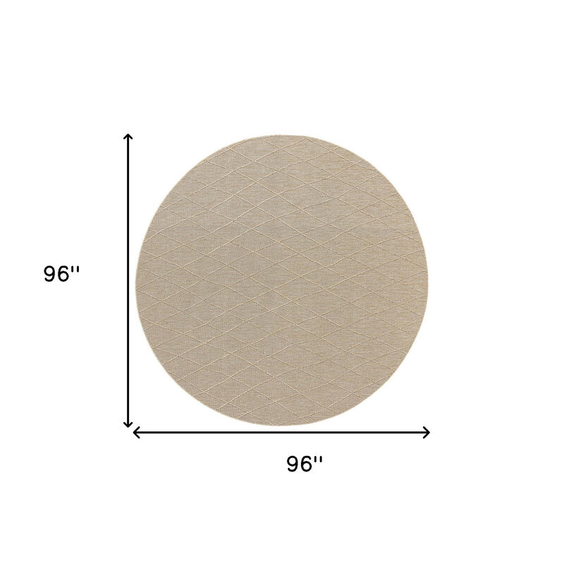 HomeRoots 8' Natural And Light Brown Round Geometric Indoor Outdoor Area Rug image number 3