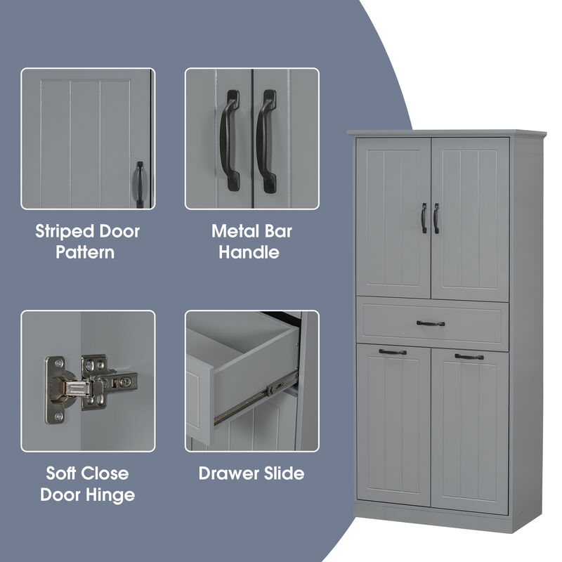 Merax Bathroom Storage Cabinet with 2 Laundry Baskets