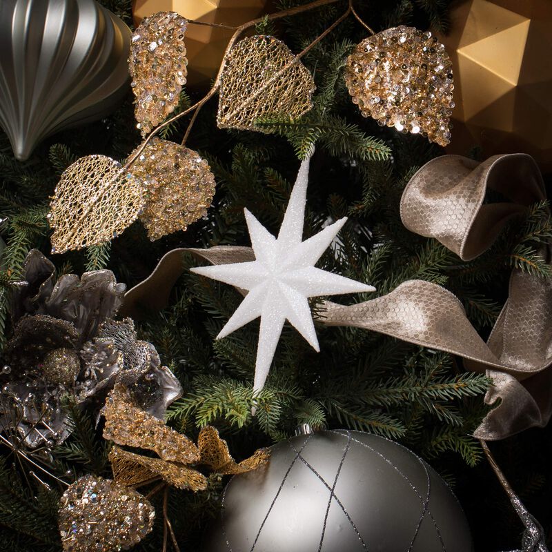 Vickerman 8" White Iridescent Glitter Bethlehem Star Christmas Ornament, 4 per Box image number 6