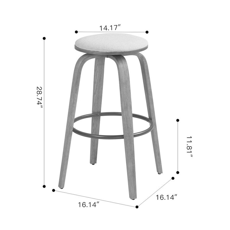 Glamour Home Set of 2 Beatus Beige Woven Fabric Bar Stool with Natural Wood Legs Set