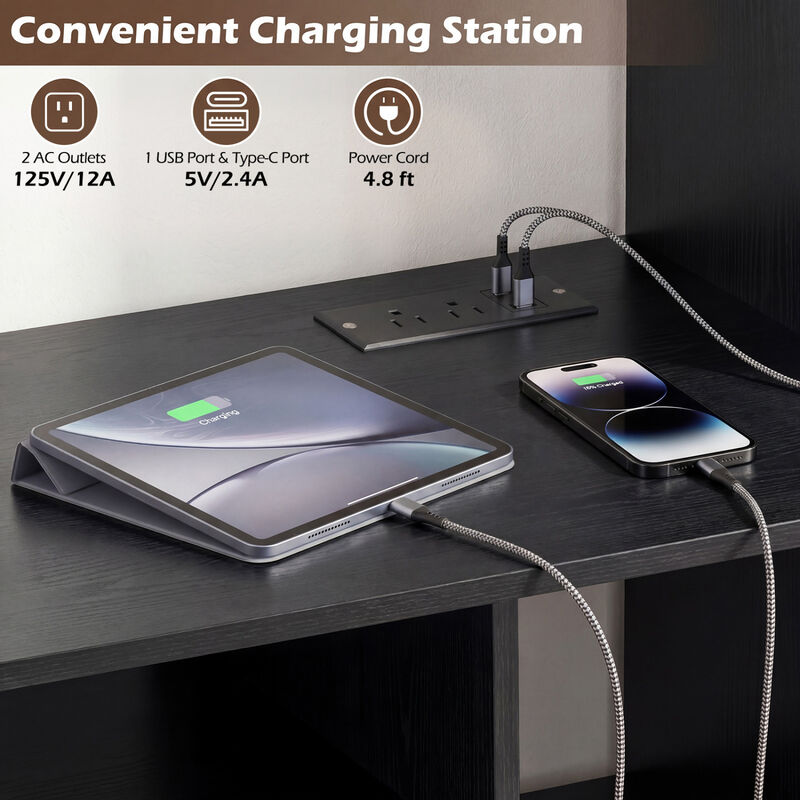 Modern TV Stand with Cube Storage Shelves and Charging Power Outlets image number 7