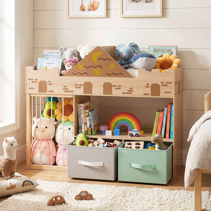Kids Toy Organizer with Open Shelves and Stuffed Animal Storage
