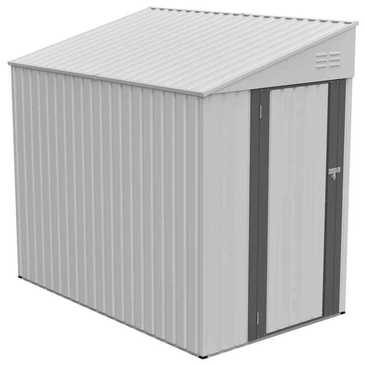 4' x 7' Lean-To Storage Shed, Heavy-Duty Metal Outdoor Garden & Bike Shed with Lockable Door