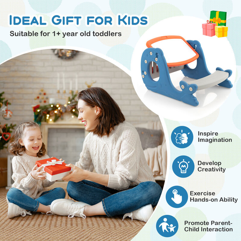 Blue Convertible Kids Activity Table Set with Toddler Easel and Whiteboard image number 4