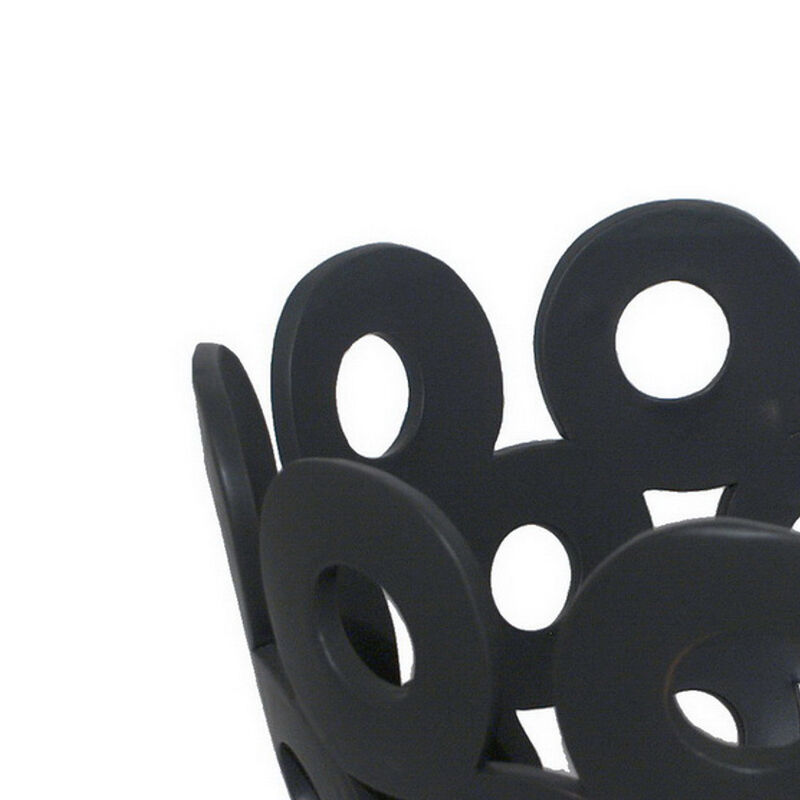 Laura Round Bowl with Circular Cutout Patterns, Black Ceramic 11 Inch image number 4