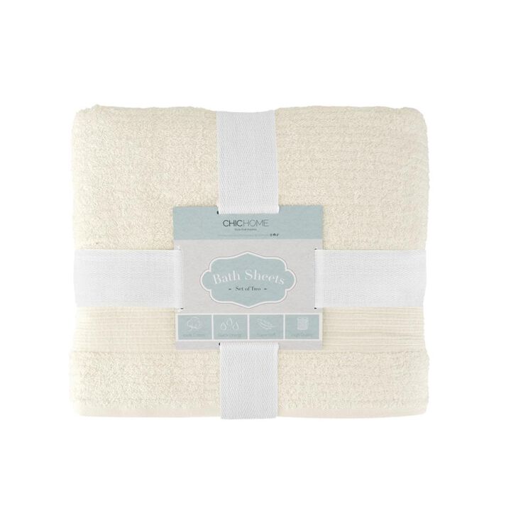 Chic Home Luxurious 2-Piece Super Soft Pure Turkish Cotton Bath Sheet Towels Set 34" x 68" Beige