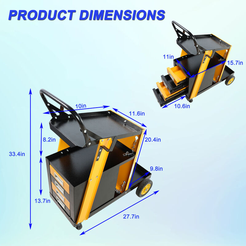 ELEMENT ACE Multi-Function Welder Trolley for MIG TIG ARC Plasma Cutters with 4 Storage Drawers, 2 Safety Chains for Gas Cylinders, Portable Durable Welding Workstation image number 2