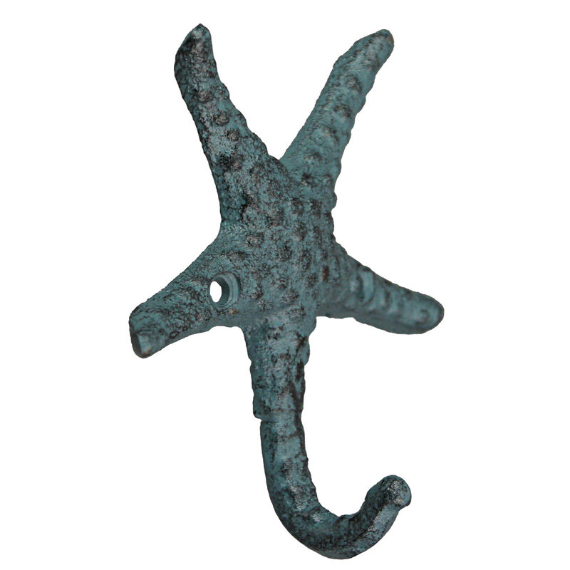 Set of 3 Cast Iron Nautical Starfish Wall Hooks - Stylish and Functional Towel, Hat, and Key Hangers - Rustic 4-Inch Decorative Hooks for Coastal-Themed Home image number 2