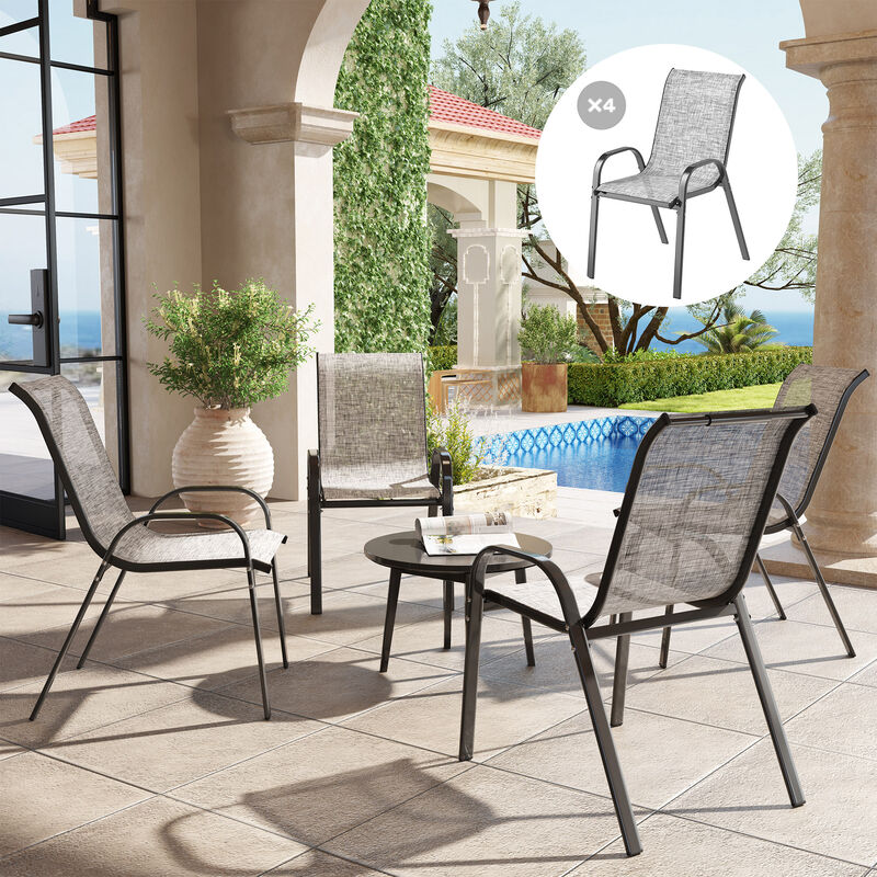 Hivvago 4-Piece Patio Dining Chair Set with High Back image number 1