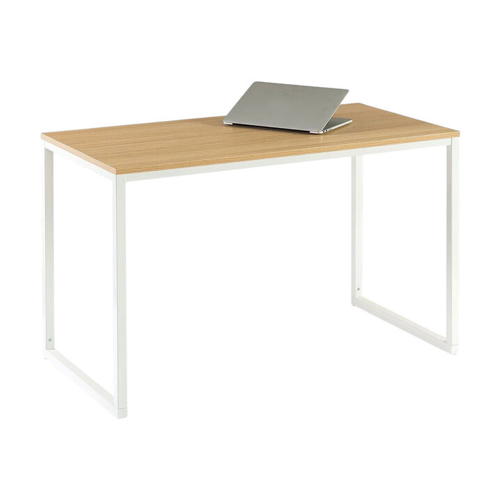 Modern Home Office Desk with Metal Frame & Wood Table Top