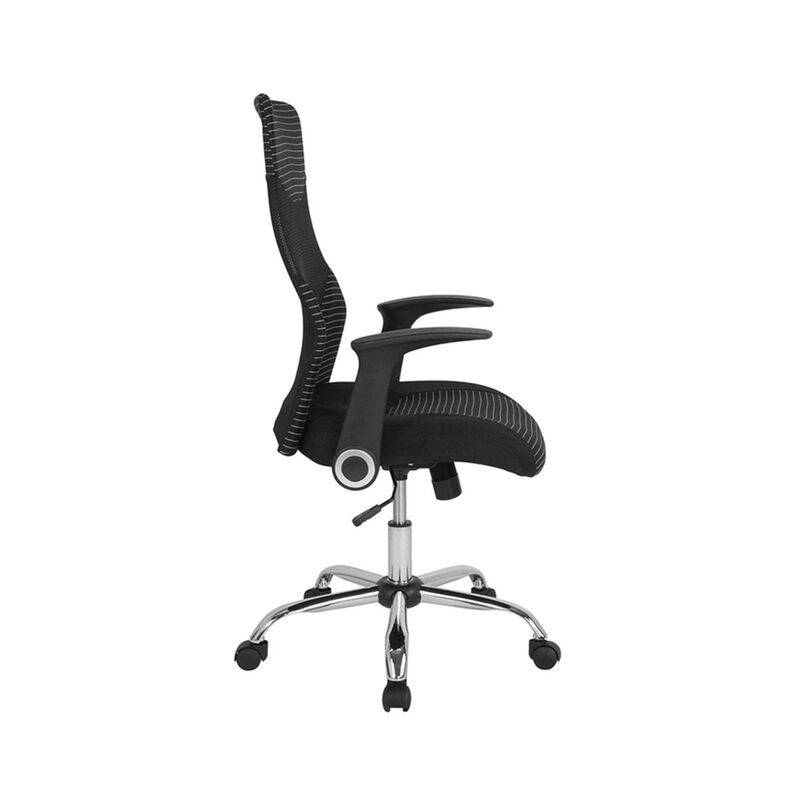 Milford High Back Ergonomic Office Chair with Contemporary Mesh Design in Black and White image number 3