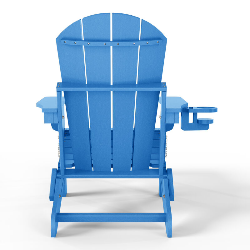 WestinTrends Folding Adjustable Adirondack Chair with Retractable Ottoman and Cup Holder (Set of 2) image number 4