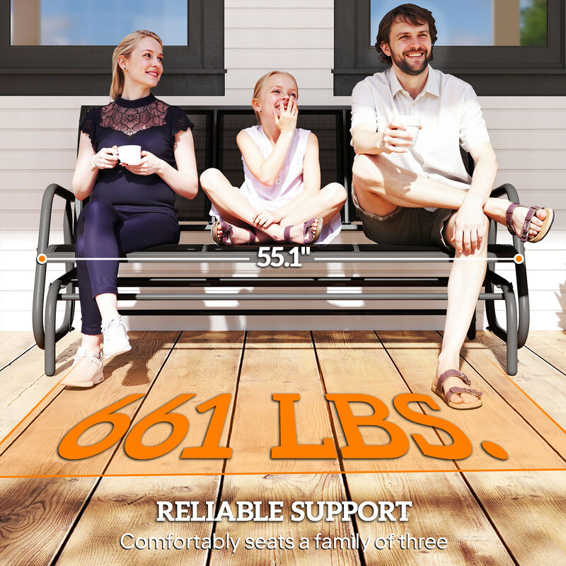 Hivvago 3-Seat Patio Swing Bench with Breathable Mesh image number 6