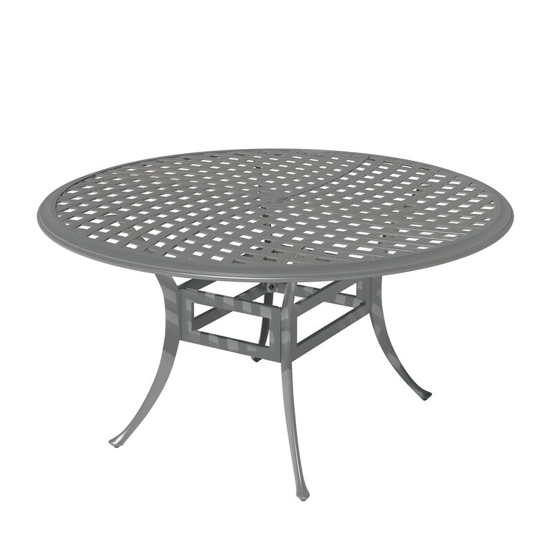Mondawe 53" Powder Coated Cast Aluminum Outdoor Dining Table with Umbrella Hole