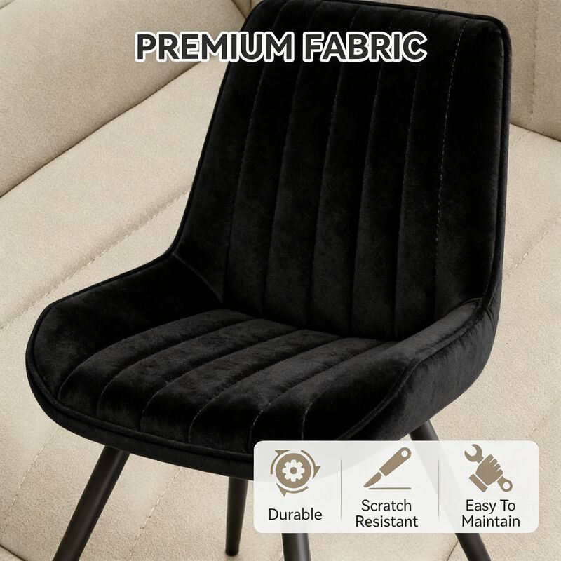 Modern Ribbed Fabric Upholstered Dining Chair Set of 4 image number 6