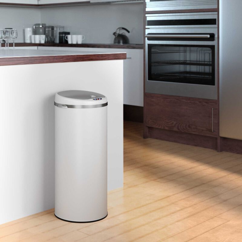 iTouchless 13 Gallon Ivory White Sensor Trash Can