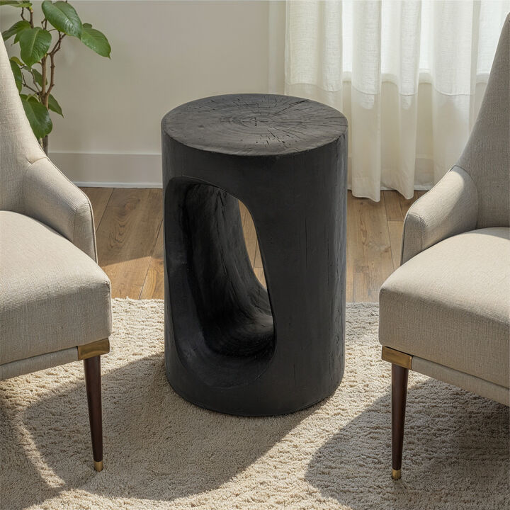 Magnesium Oxide Indoor Outdoor Accent Table, Black