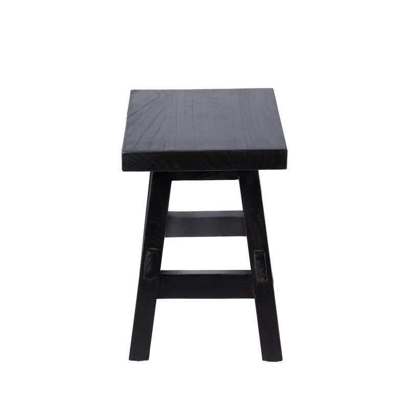 Revine Rustic Farmhouse Solid Mindi Wood Handcrafted Accent Stool image number 9