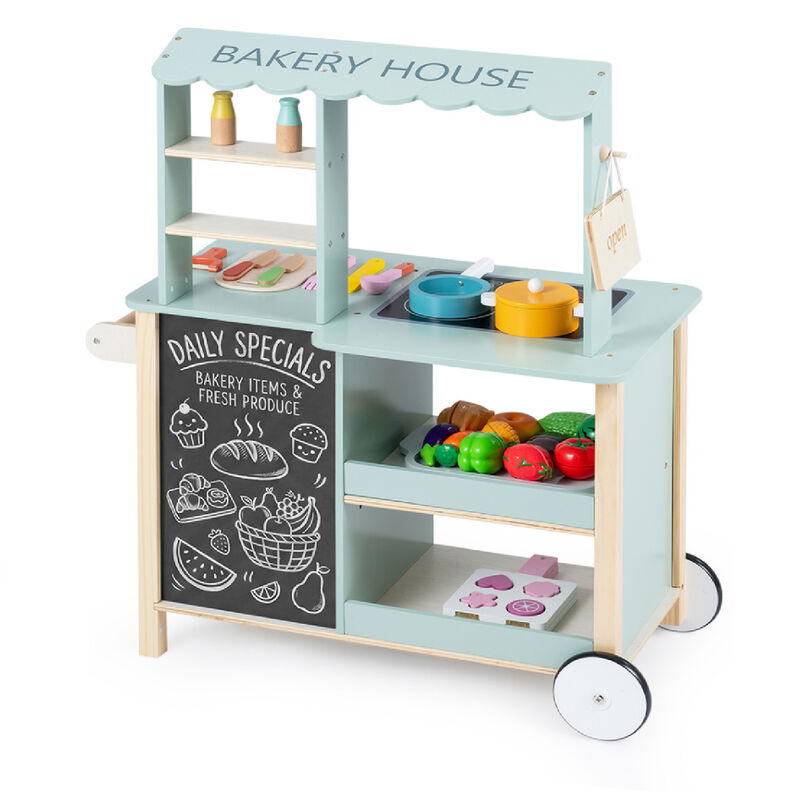 Kids Wooden Play Kitchen Set with Cookware and Accessories image number 2