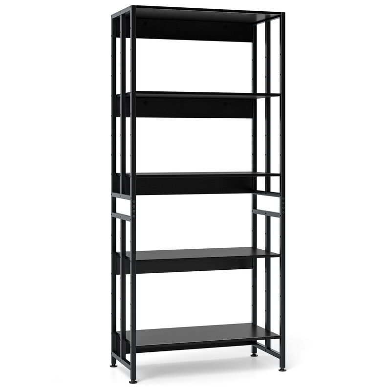Versatile 5-Tier Bookshelf with Tiltable and Adjustable Shelves – Organize with Ease