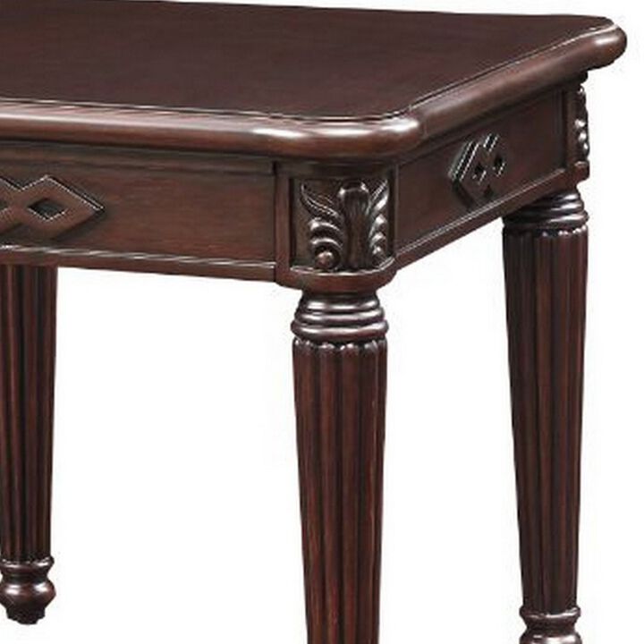 End Table with Traditional Style and Turned Legs, Espresso Brown-Benzara