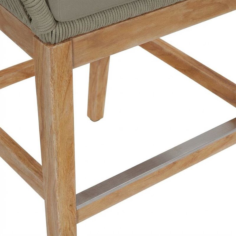 Teak, Rope Outdoor Counter Stool, Weather-Resistant Material, Patio Use image number 6