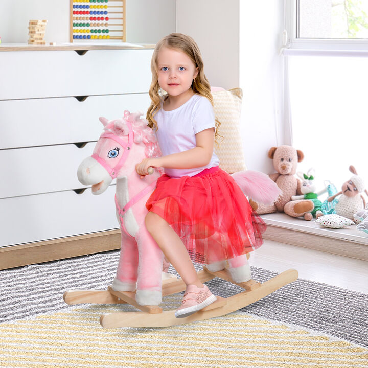 BreeBe Plush Rocking Horse Ride-On Toy for Toddlers