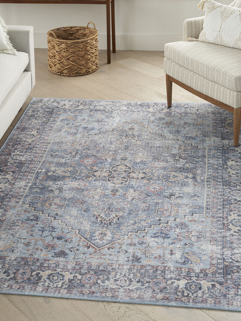 Machine Washable Series 1 SR104 Light Gray/Blue 4' x 6' Rug image number 5