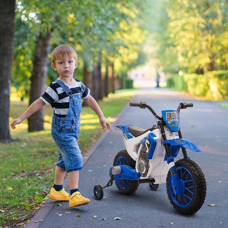 BreeBe 12V Kids Motorcycle w/ Treaded Tires, 5mph Top Speed Electric Bike for Kids, Ride On Motorcycle w/ Training Wheels, Battery Charger, Spring Suspension image number 1
